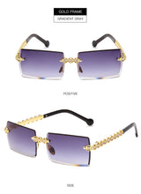Carica l'immagine nel visualizzatore di Gallery, Occhiali da sole con diamanti senza montatura alla moda Design di marca da donna Occhiali da sole quadrati piccoli in metallo Tonalità di lusso Occhiali UV400 Gafas De Sol