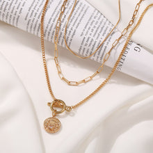 Load image into Gallery viewer, Fashion Star Lock Pendant Necklace for Women Vintage Thick Chunky Chain Choker Multilayer Coin Necklaces Jewelry Gifts