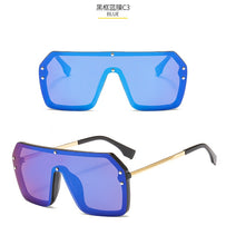 Load image into Gallery viewer, 2022 futuristic big rectangle FF logo sunglasses women uv400 high quality oversized shades for women retro mirro oculos de sol