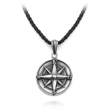 Load image into Gallery viewer, Gothic Round Compass Pendant Necklace For Men Vintage Punk Rock  Talisman Jewelry Necklace Nordic Amulet Runes Pendant