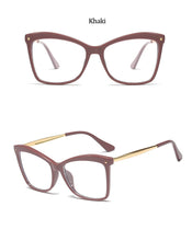 Load image into Gallery viewer, Frame Women's Glasses Transparent Vintage Cat Eye Rivet Female Glasses Metal Women's Eyeglasses With Frame