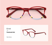 Load image into Gallery viewer, CHIARI Spring Hinges Prescription Lens Medical Optical Eyeglass Woman Frame Stripes Colorful Navy Red Italy Design W-CORRU