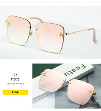 Load image into Gallery viewer, 2022 New Fashion Lady Oversize Rimless Square Bee Sunglasses Women Men Small Bee Glasses Gradient Sun Glasses Female UV400