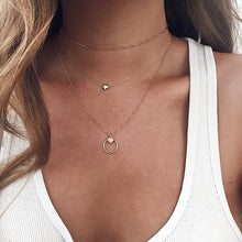 Load image into Gallery viewer, Multi Layered Necklace for Women Vintage Portrait Coin Star Moon Pendant Necklace Geometric Collier Collares