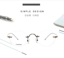 Load image into Gallery viewer, Vintage Round Rimless Glasses Frame Men Pure Titanium Optical Prescription Eyewear Women Frameless Eyeglasses Frame