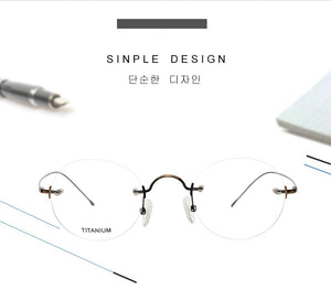 Vintage Round Rimless Glasses Frame Men Pure Titanium Optical Prescription Eyewear Women Frameless Eyeglasses Frame