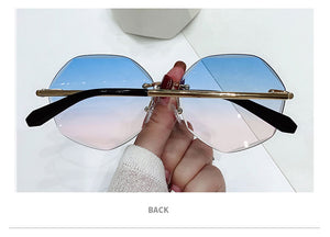 2022 Rimless Sunglasses Women Brand Designer Sun Glasses Gradient Shades Cutting Lens Ladies Frameless Metal Eyeglasses UV400