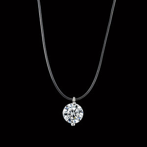 Female Transparent Fishing Line Necklace Silver Color Invisible Chain Necklace For Women Rhinestone Choker Necklace Collier