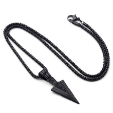 Carica l&#39;immagine nel visualizzatore di Gallery, Men&#39;s  Design Matte Black Long Necklace with Arrow Pendant Jewelry Chain Hip Hop Punk Rock Christmas Halloween Gift For Men Wome
