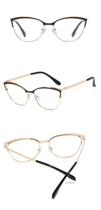 Peekaboo women fashion glasses cat eye gold metal frame prescription eyeglasses female accessories pink green gift items