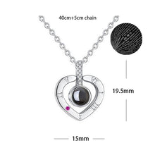 Load image into Gallery viewer, 100 Languages Love Necklace Heart Pendant Wedding Romantic I Love You Projection Necklace for Women Girl Friend Ladies Gifts