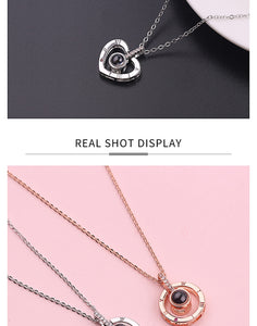 I Love You Necklace 100 Languages Heart Love Necklace Love Memory Projection Pendant Necklace for Women Gifts for Mother's Day