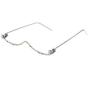 Luxury Fashion Diamond eyeglasses Alloy Frame for Women green and Red Pink Gem Lensless Chain Pendant Half Frame glasses