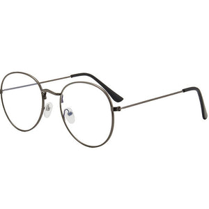 Flat Mirror Metal Eyewear Women Girls Solid Color Decorative Glasses Metal Round Spectacle Frame Fashion Retro Glasses Frame