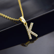 Carica l&#39;immagine nel visualizzatore di Gallery, Cubic Zircon Alphabet Pendants Gold Silver Color Copper Mini A-Z Letter Pendant Necklace Shinning 26 Initial Collares Jewelry