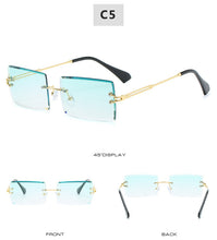 Carica l'immagine nel visualizzatore di Gallery, Retro small rectangle sunglasses women rimless square sun glasses for women 2022 summer style female uv400 green brown Oculos