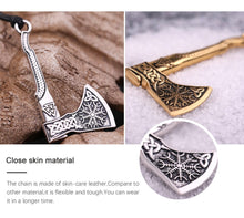 Carica l&#39;immagine nel visualizzatore di Gallery, My shape Nordic Vikings Necklace The Fehu Feoh Fe Rune Axe Amulet compass viking runes pendant Scandinavian Necklace