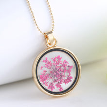 Load image into Gallery viewer, Popular Dried Flower Necklaces Korean Womens Long Gold Beads Chain Colorful Round Pendant  Jewelry For Girls
