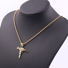 Load image into Gallery viewer, Cool Gothic Hip Hop UZI Kolye GUN Shape Pendant Necklace Gold Black Silver Color Army Style Male Chain Men Necklaces  Jewelry