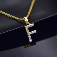 Carica l&#39;immagine nel visualizzatore di Gallery, Cubic Zircon Alphabet Pendants Gold Silver Color Copper Mini A-Z Letter Pendant Necklace Shinning 26 Initial Collares Jewelry