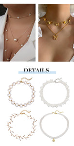 2020 Elegant Flower Pearl Choker Necklaces For Women Gold Coin Bow Knot Pendant Necklace Long Chain Jewelry Party Gifts