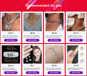 Long Tennis Chain Butterfly Necklace for Women Fashion Crystal Big Hip Hop Animal Pendant Necklace Statement Wedding Jewelry