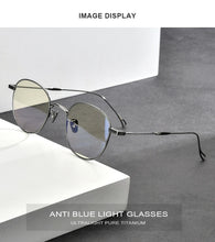 Load image into Gallery viewer, Anti Blue Light Blocking Glasses Women  Vintage Round Antiblue UV Rays Computer Gaming Titanium Eyeglasses Men