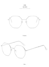 Load image into Gallery viewer, Men Vintage Anti Blue Light Hexagon Glasses Frame Women Lens Myopia Optical Mirror Simple Metal Anti-blue Clear Eyewear Frames