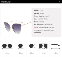 Load image into Gallery viewer, Vintage Cat Eye Sunglasses Shades For Women Trendy Retro Sun Glasses Women Mirror Eyewear Metal Frame UV400 Oculos