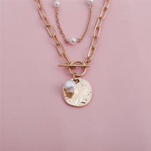 Load image into Gallery viewer, Baroque Pearl Coin Pendant Choker Necklace for Women Wedding Punk Bead Lariat Gold Color Long Chain Necklace Jewelry Gift