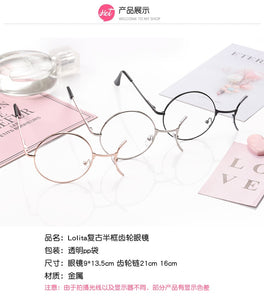 Lolita retro half-frame gear monocle student secondary element personalized glasses
