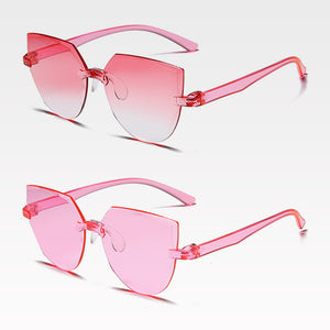 Frameless One-piece Jelly Transparent Sunglasses European and American Candy-colored Cat Eye Integrated Ocean Sunglasses