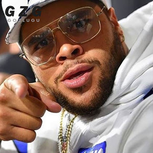 Vintage Gold Metal Frame Eyeglasses Mens Womens Sun glasses Retro Square Optical Lens Eyewear Nerd Clear Lens Glasses GOZLUGU