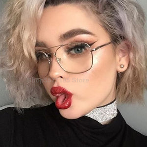 Vintage Gold Metal Frame Eyeglasses Mens Womens Sun glasses Retro Square Optical Lens Eyewear Nerd Clear Lens Glasses