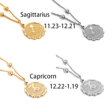 Load image into Gallery viewer, Constellation Carve Coin Pendant Necklace Simple Copper Leo Beads Clavicle Chain Necklace Sexy Couple Jewelry