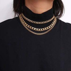 Punk Metal Multi layer Thick Chain Choker Necklace For Women Men Goth Fashion Night Club Jewelry Female Chocker Collier