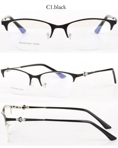 Optical Glasses Spectacle Frame Women Metal Half Frame Reading Glasses Customzied Lense Myopia Eyeglasses Prescription Glasses