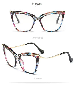 2022 New Fashion Oversized Cat Eye Glasses Frame Women Brand Optical Anti-blue Eyeglasses Female Oculos Feminino Spectacles