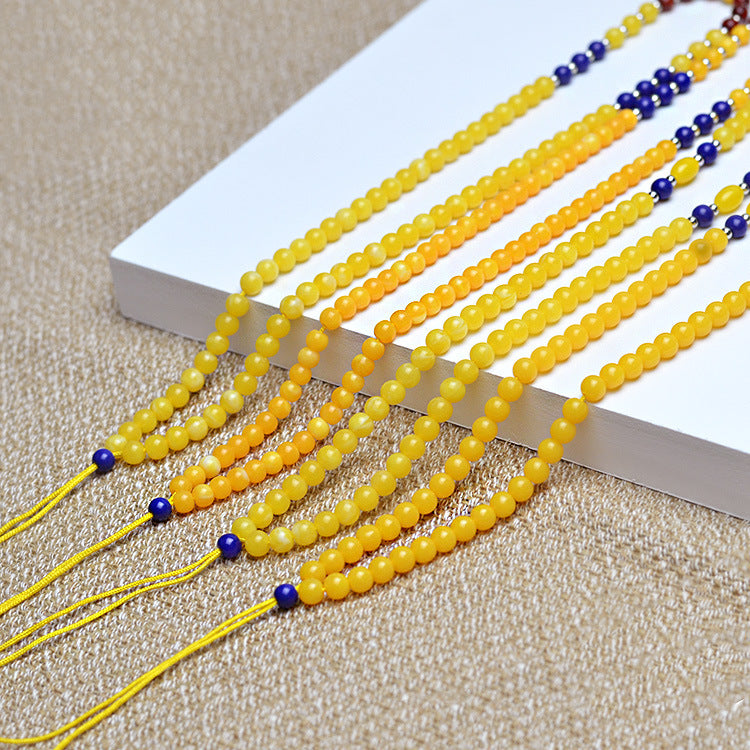 High Amber Floating Brine Necklace Rope Fashion Beeswax 4mm Beads Necklace Cord Rope 50cm DIY Jewelry Accessories