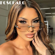 Load image into Gallery viewer, High Crystal Rimless Sunglasses Women Men Diamond Rectangle Sunglass  Brand Designer Eyeglasses Square Shades