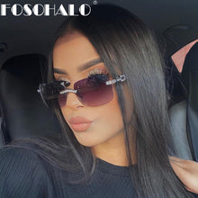 Load image into Gallery viewer, High Crystal Rimless Sunglasses Women Men Diamond Rectangle Sunglass  Brand Designer Eyeglasses Square Shades