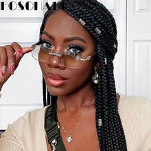 Load image into Gallery viewer, High Crystal Rimless Sunglasses Women Men Diamond Rectangle Sunglass  Brand Designer Eyeglasses Square Shades