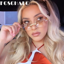 Load image into Gallery viewer, High Crystal Rimless Sunglasses Women Men Diamond Rectangle Sunglass  Brand Designer Eyeglasses Square Shades