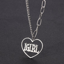 Load image into Gallery viewer, High Polished IGIRL Heart Necklace I GIRL Stainless Steel Heavy Duty Gothic Streetwear Bead Chain Choker Necklace Bijoux Femme