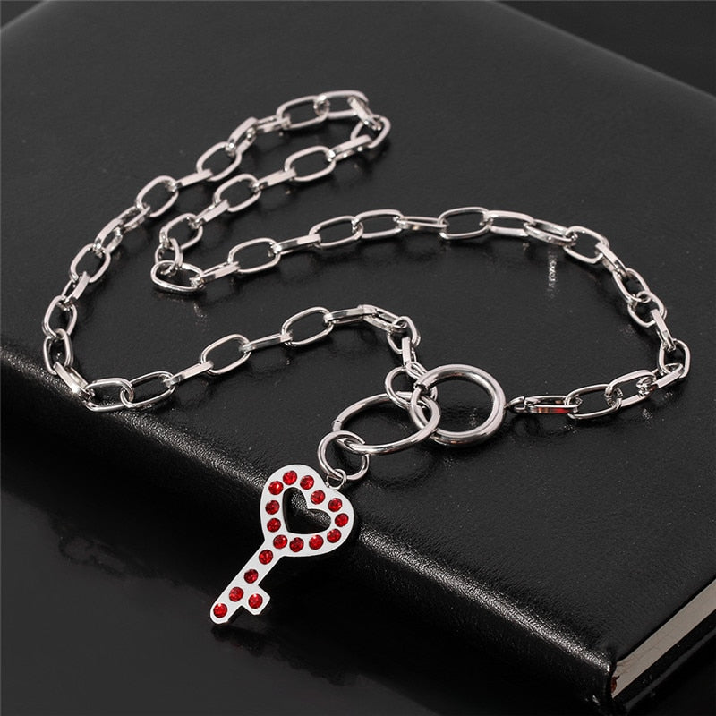 High Polished IGIRL Heart Necklace I GIRL Stainless Steel Heavy Duty Gothic Streetwear Bead Chain Choker Necklace Bijoux Femme