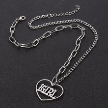Load image into Gallery viewer, High Polished IGIRL Heart Necklace I GIRL Stainless Steel Heavy Duty Gothic Streetwear Bead Chain Choker Necklace Bijoux Femme