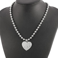 Load image into Gallery viewer, High Polished IGIRL Heart Necklace I GIRL Stainless Steel Heavy Duty Gothic Streetwear Bead Chain Choker Necklace Bijoux Femme