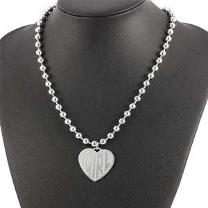 High Polished IGIRL Heart Necklace I GIRL Stainless Steel Heavy Duty Gothic Streetwear Bead Chain Choker Necklace Bijoux Femme
