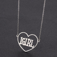 Load image into Gallery viewer, High Polished IGIRL Heart Necklace I GIRL Stainless Steel Heavy Duty Gothic Streetwear Bead Chain Choker Necklace Bijoux Femme