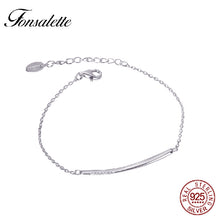 Carica l'immagine nel visualizzatore di Gallery, High Polished Simple Line Bar Bracelet Sterling Silver Cubic Zirconia Horizontal Half Pave Cz Stick Bracelets&amp;Bangle gift ZK40